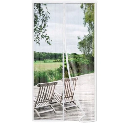 Image of Risareyi Magnetic Fly Screens for Doors 90x180cm, White Mesh Mosquito Net Door and Window Closes Automatically Anti Bugs Insects Patio Screen Curtain Reinforced