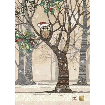 Image of Bug Art Christmas Cards Pack of 8 Festive Owl Embossed with Foil Details Eco Friendly &amp; Recyclable
