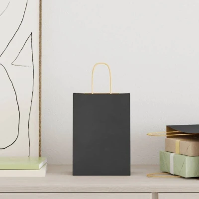 Image of vidaXL Paper Bags 50 pcs with Handles Black 15x8x21 cm