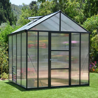 Image of 8&#039;x8&#039; Palram Canopia Glory Grey Walk In Polycarbonate Greenhouse (2.4x2.4m)
