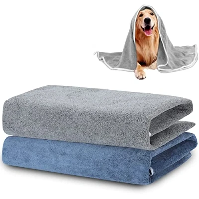 Image of TAIYUNWEI Super Absorbent 100x70cm Micofiber Pet Towels Fast Drying Soft Premium Machine Washing&amp;Drying Set of 2 Great for Dogs Cats other Pets