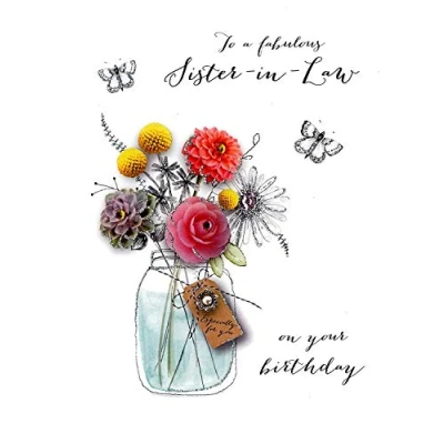 Image of Sister In Law Birthday Embellished Greeting Card Joie De Vivre Range Cards