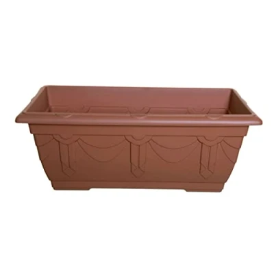 Image of Terracotta Venetian Patio Trough Pot Planter Large Plastic Garden Plant 60cm