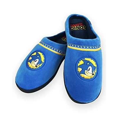 Image of Groovy Uk Sonic Go Faster Adult Mule Slippers, 8/10 UK, Black/Blue/White
