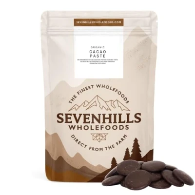 Image of Sevenhills Wholefoods Organic Cacao Paste (Liquor, Mass) Drops 500g, Unsweetened Chocolate Wafers / Buttons
