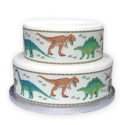 Image of Top That Edible Decor Sheet Cute Dinosaur Border Ribbon Perfect for Decorating Children&#039;s cakes Easy to Use