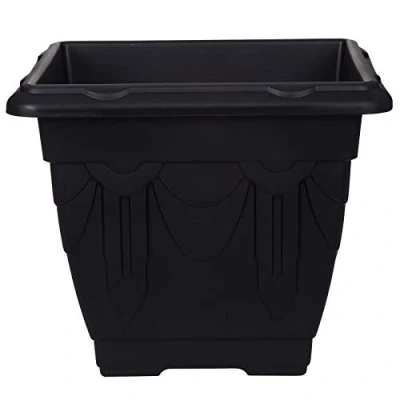 Image of ASAB 22cm Venetian Patio Decking Planter Plant Pot Flower Plastic Garden Basket Large Indoor Outdoor Pots Deep Container Black 1 Pack