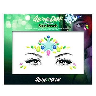 Image of glow in the dark face Jewels Stickers Halloween temporary tattoo Gems Luminous great with fake blood, glowsticks, paint, uv paint (Glow 1)