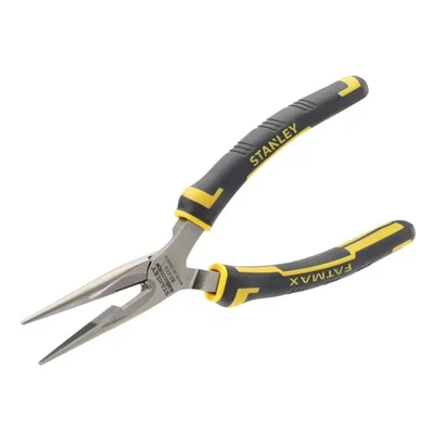 Image of Stanley Max Steel Long Nose Plier 160Mm 089 869, Black/Yellow