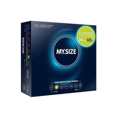 Image of MY.SIZE Classic Condoms Size 2 I 49 mm Width 36 Pieces Bulk Pack Premium Extra Thin True to Touch Gossamer 0.07 Wall Thickness Vegan for Men