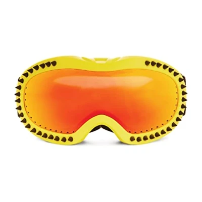 Image of Bling2o Kids Ski Goggles Black Spike Lime Yellow UV Protection Anti fog REVO Lens Helmet Compatible
