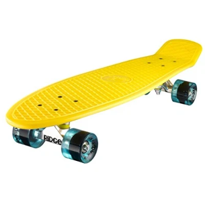 Image of Ridge Skateboards Unisex&#039;s Big Brother Large Retro Cruiser, Yellow/Clear Blue, 27 Inch