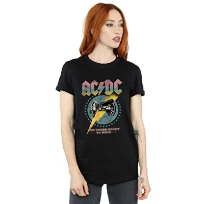 Image of ACDC Women&#039;s for Those About to Rock Boyfriend Fit T Shirt Black Large