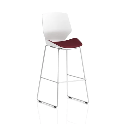 Image of Florence White Frame High Stool in Bespoke Seat Ginseng Chilli