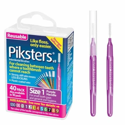 Image of Piksters Interdental Brushes (40 Pack, Size 1 (Purple))