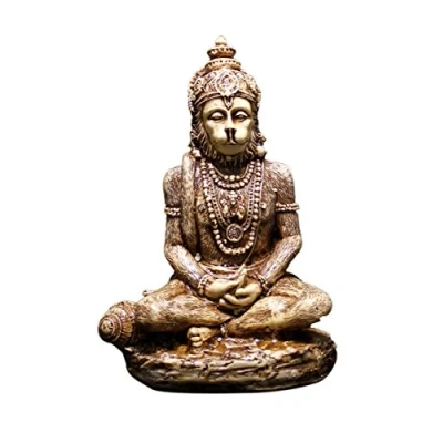 Image of Amazingindiaonline Indian Hand Carved Meditating God Hanuman Resin Statue Sculpture 6 Inches