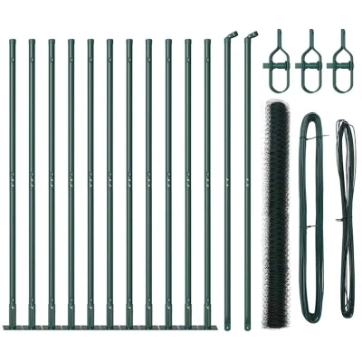 Image of vidaXL Hexagon Fence Green 1,6x25 m Steel