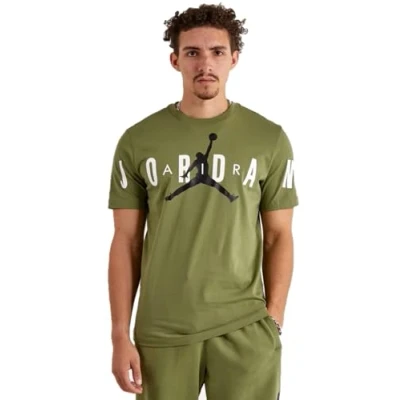 Image of NIKE Men&#039;s Air Jordan Stretch T Shirt DV1445 Olive Green Tee (UK, Alpha, S, Regular, Olive)