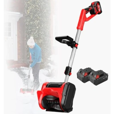 Image of GAYAYAS 12 Inch Battery Powered Snow Blower, Electric Thrower with Direction Bar &amp; Auxiliary Handl, battery&amp;charger Included, for Patio, Playground, Farm