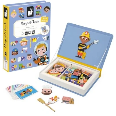 Image of Janod Magnéti&#039;Book Occupations Magnetic Educational Game 48 Magnets + 16 Model Cards Children’s FSC Cardboard Toy 3 Years +, J02597