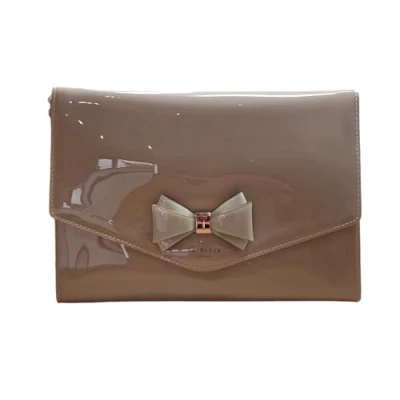 Image of Ted Baker Caneei Branded Bow detail envelope clutch Pouch in Light Pink