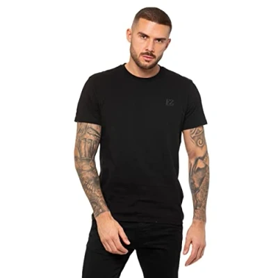 Image of 989Zé ENZO Mens Regular Fit T Shirt Plain Cotton Tee Crew Neck Top Short Sleeve Casual Tshirt EZTS603 Black L