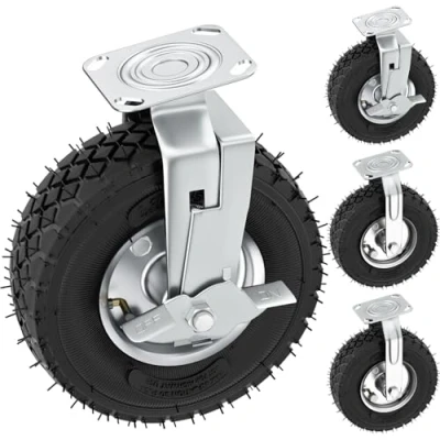 Image of Pneumatic Sack Truck Tyres 8&quot; Replacement Wheels For Wheelbarrows, Garden Carts, Sack/Hand Trucks, Trolleys, Utility Wagons 4.1/3.5 4 Emergency Tyre Heavy Duty Rubber, Easy Install (10inch)