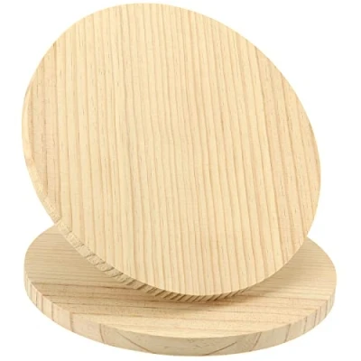 Image of SINJEUN 2 Pack 30 cm Round Wood Plaque, 18 mm Thick Blank Wooden Hanging Sign, Unfinished Boards with Hole for DIY Crafts