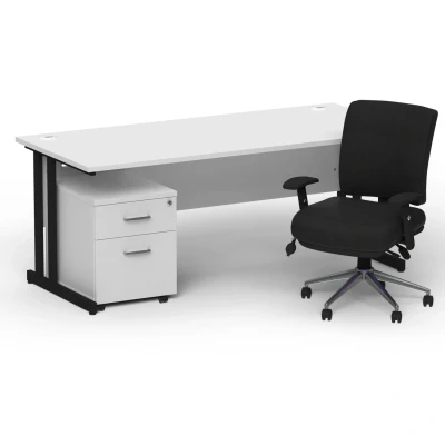 Image of Impulse 1800 Black Cant Desk White + 2 Dr Mobile Ped &amp; Chiro