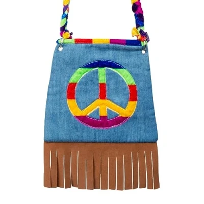 Image of Boland 44519 Handbag Peace, Shoulder Bag, Hippie, Flower Power, Accessory, 60s, Theme Party, Carnival