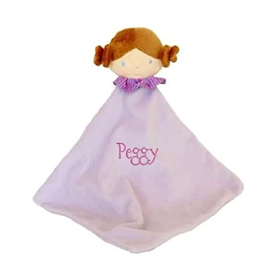 Image of Hoolaroo Personalised Baby Rag Doll Comforter Embroidered Newborn Gifts Deluxe Gift Girl Soft Toy Shower Purple