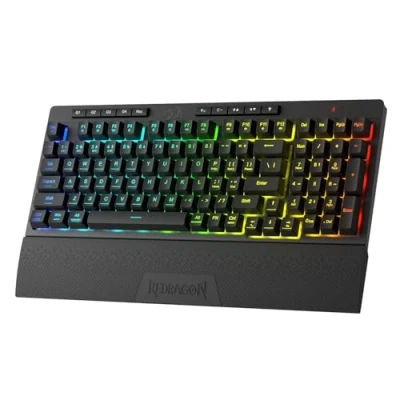 Image of Redragon K515 Shiva RGB Wireless Membrane Gaming Keyboard, 98 Keys Mechanical Feel Keyboard w/Smooth Linear Switch, On Board Macro &amp; Multimedia Keys, Detachable Wrist Rest, Software Supported