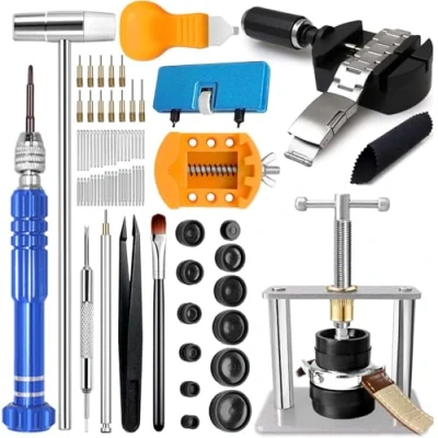 Image of Watch Repair Kit, GLDCAPA Press Tool Set, Battery Replacement Link Removal Case Opener, Band Tool, Screwdriver, Tweezers