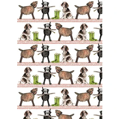 Image of ALEX CLARK Country Dogs Bagged Gift WRAP &amp; Tags