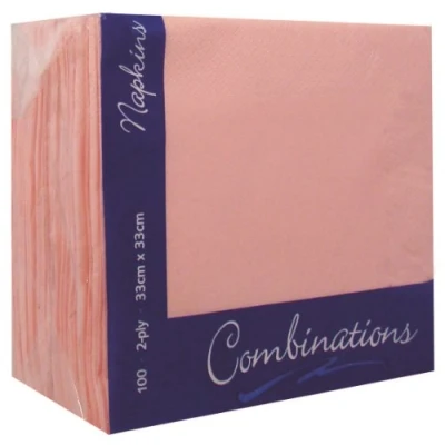 Image of 100 Rose Pink 2Ply Paper Napkins Serviettes Tissues 33cm Party Tableware Catering