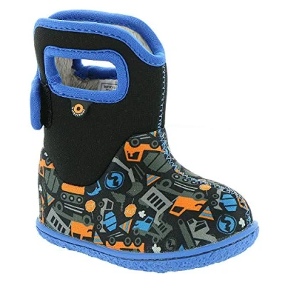 Image of BOGS Boys Baby Construction Black Multi Washable Warm Wellies Boots 724621 3 UK 20 EU