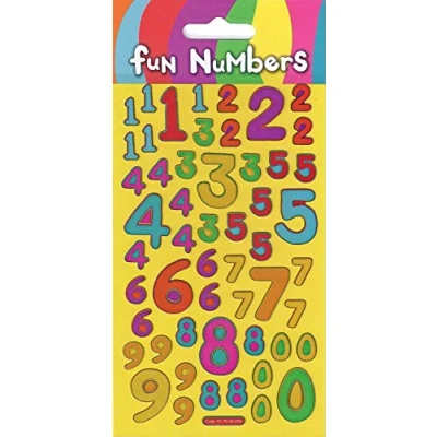Image of Paper Projects 01.70.04.036 Fun Numbers Sparkly Reusable Stickers, Yellow, 19.5cm x 9.5cm