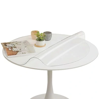 Image of Round Clear Table Protector for Dining Room Tables Thick 2mm Transparent PVC Cloth Desk Pad Cover Dia.60