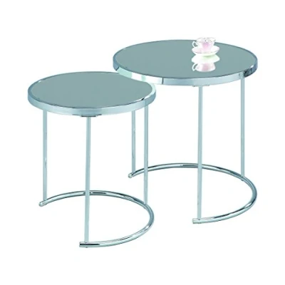 Image of ASPECT Visio Set of 2 Round Nesting Table Top Frame, Mirror/Chrome, 50x50x50 cm, GNT09CH/MR