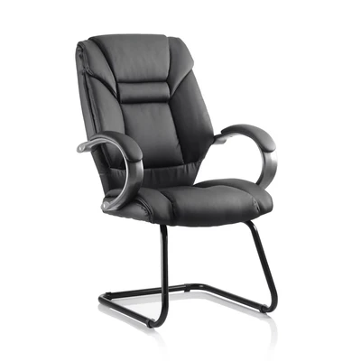 Image of Galloway Cantilever Chair with Arms Black Leather