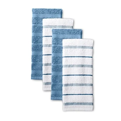 Image of KitchenAid Albany Kitchen Towel Set 4 Pack 16&quot;x26&quot;, Blue Velvet/White