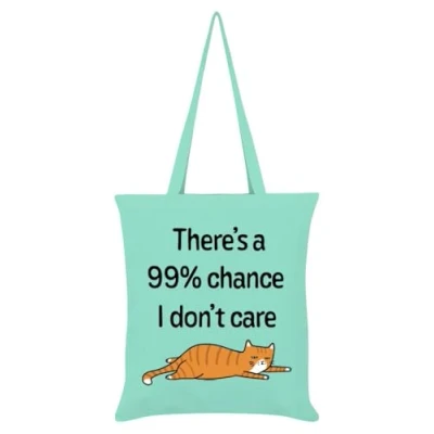 Image of There&#039;s a 99% Chance I Don&#039;t Care Cat Mint Green Tote Bag