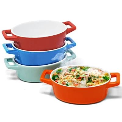 Image of Joeji&#039;s Kitchen Set of 4 Mini Oval Ceramic Oven Baking Dishes Ideal for Lasagne Shepherds Pie and More Small Casserole Dish Individual &amp; Kids Portion Colours