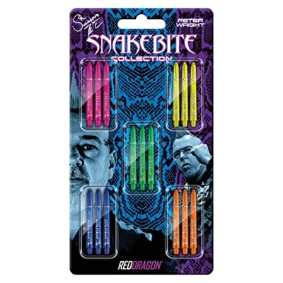 Image of RED DRAGON Peter Wright Snakebite VRX Dart Shaft Collection 5 Sets Per Pack (15 shafts in Total)