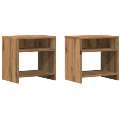 Image of vidaXL Bedside Cabinets/Industrial Style Nightstands 2 pcs Artisian Oak Finish Engineered Wood 40 x 30 cm