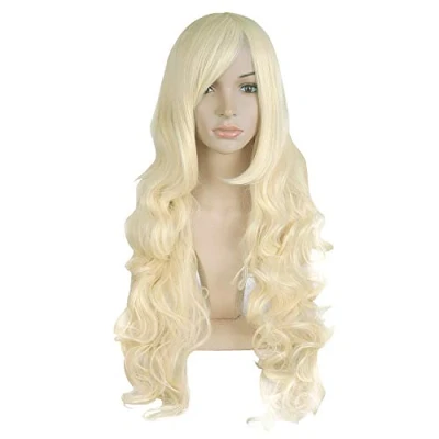 Image of MapofBeauty 32 Inch/80 cm Charming Long Wigs for Women Curly Wavy Cosplay Costume Ladies Party Wig (Light Blonde)