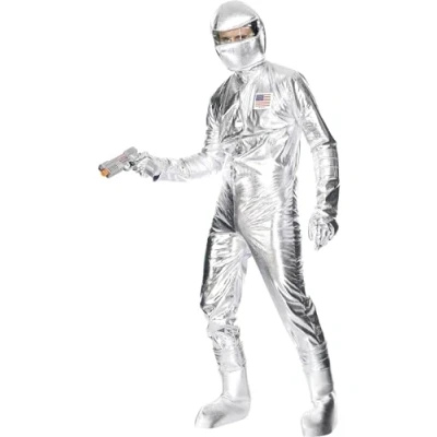 Image of Smiffys Spaceman Costume, Silver with Jumpsuit, Hood, Gloves and Boot Covers, Icons &amp; Idols Fancy Dress, Adult Dress Up Costumes