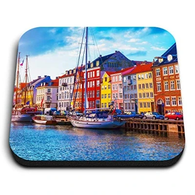 Image of 1 x Square MDF Fridge Magnet Copenhagen City Denmark 21391