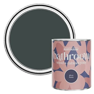 Image of Rust Oleum Black Moisture Resistant Bathroom Wood and Cabinet Paint in Gloss Finish Sand 750ml