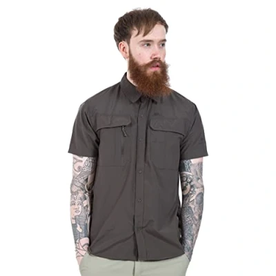 Image of Trespass Colly, Dark Khaki, S, Insect Repellent Quick Drying T Shirt with UV Protection for Men, Small, Green
